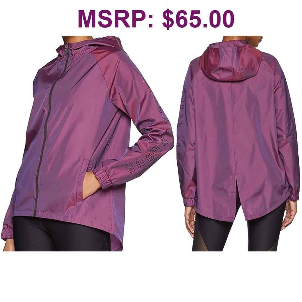 UNDER ARMOUR Storm Woven Windbreaker Size Small Iridescent Purple Full-Zip Run